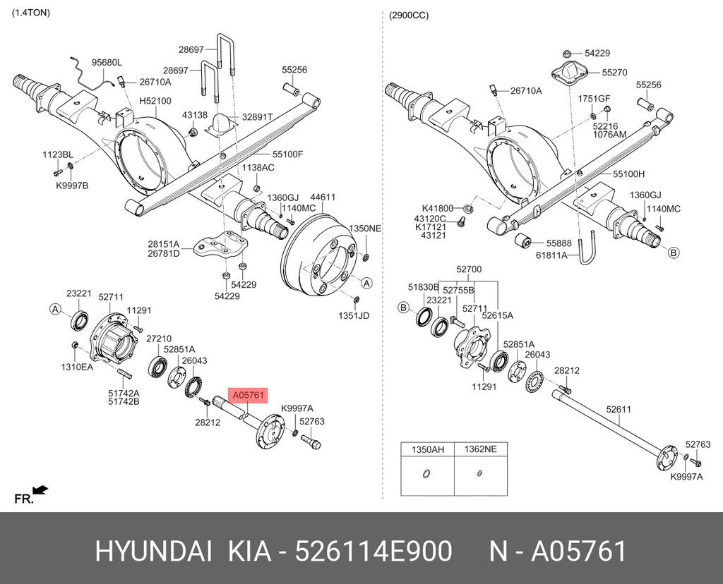 Trục láp ngang cầu sau Kia K2700 K3000 - 30N