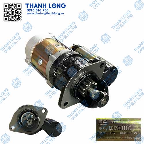 Củ đề máy nổ 6 đinh (gắn nắp đậy tạ) 12V - QD138C (Starter Motor)