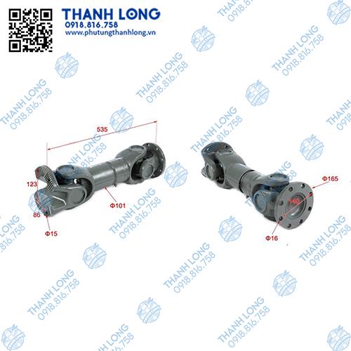 Trục cát đăng bi 57/144 dài tổng 53.5cm mặt bích 4 lỗ có răng, mặt bích 8 lỗ