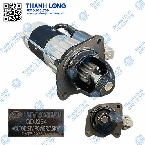 [P229.0027-01] Củ đề QDJ254 -11R lai thẳng 3 tai ga điện (24V-7.5kW) (AT)