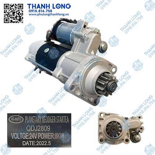 [P229.0028-02] Củ đề QDJ2809/WD615/618 (11R 3 tai, không mõm) lai thẳng (24V-8.0kW) (AT)